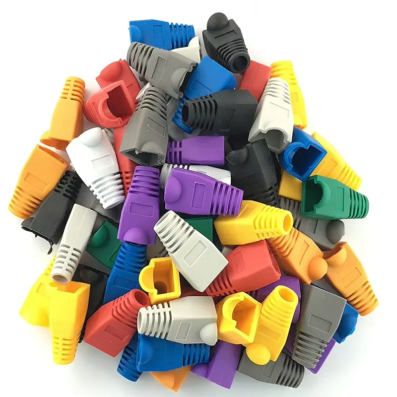 100 Piezas de Cubiertas Protectoras para Cables de Red Ethernet CAT5E CAT6 RJ45 de Colores Variados, Conectores para Cables de Red