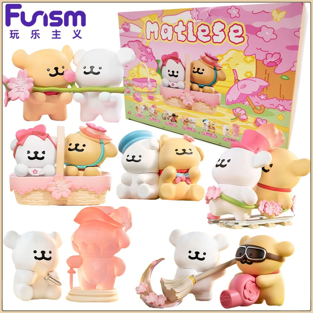 

New Official FUNISM Maltese Romantic Cherry Blossom Series Blind Box Cute Q-Version Doll Model Desktop Ornament Festival Gifts