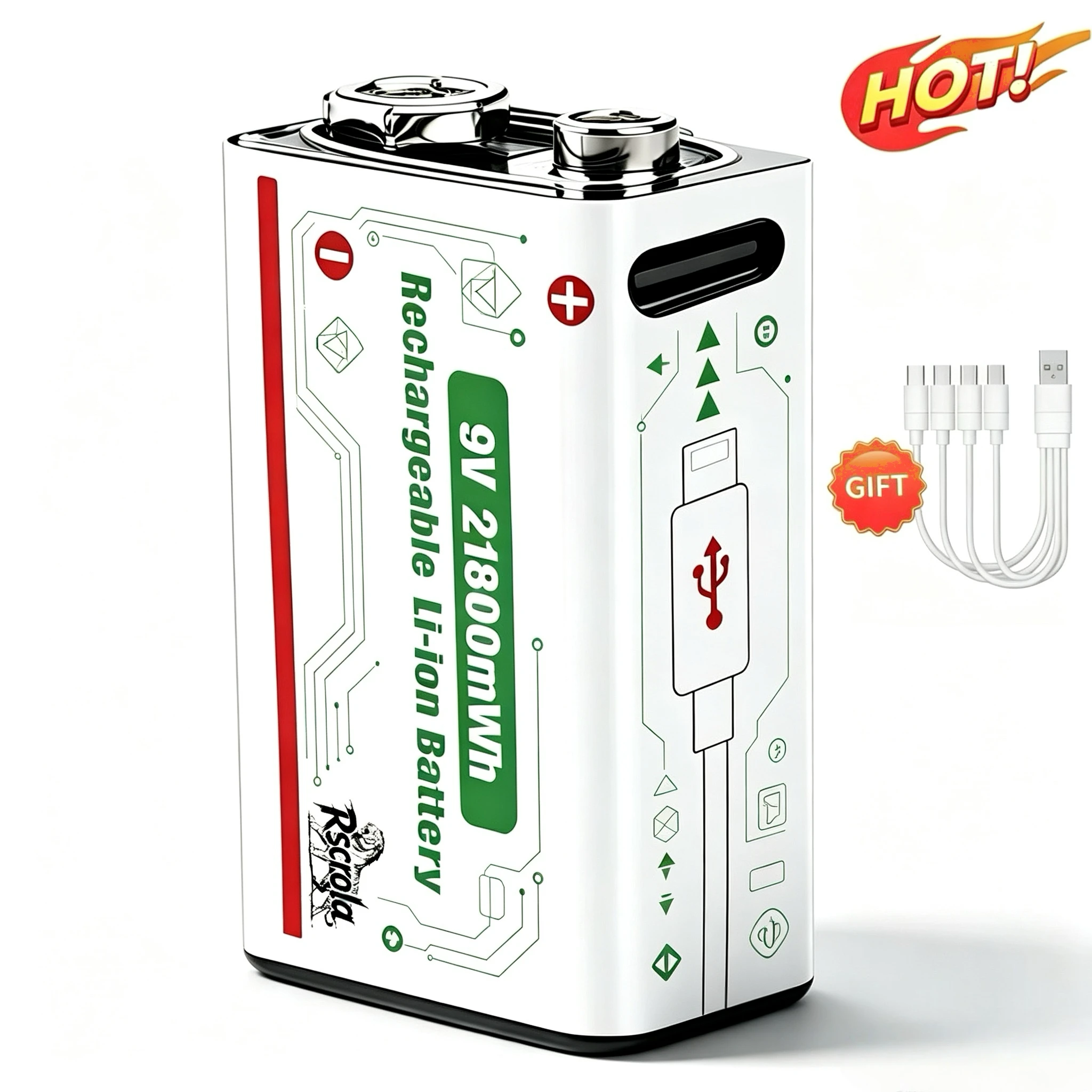 Smoke Detector Interconnected - 9V 21800mWh Oplaadbare Lithium-Ion Batterij 21800mWh