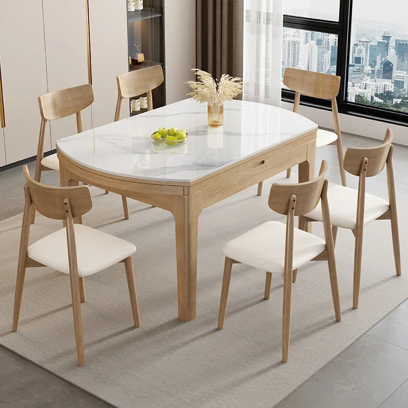 59 Inches Folding Dining Table Extendable Multipurpose Modern Service Dining Table Round Muebles De Cocina Kitchen Furniture