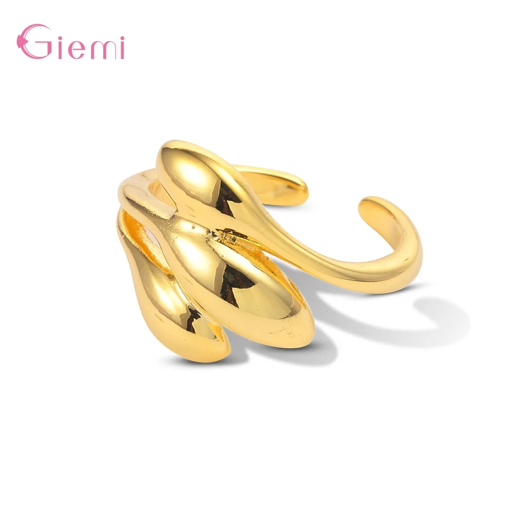 925 Silver French Style Irregular Rings For Women Men Punk Fashion Hollow Out Geometric Gold Color Knuckle Joint Ring Jewelry