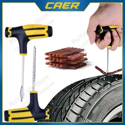 CAER Car Tire Repair Tools Kit with Rubber Strips Tubeless Tyre Puncture Studding Plug Set for Truck Motorcycle