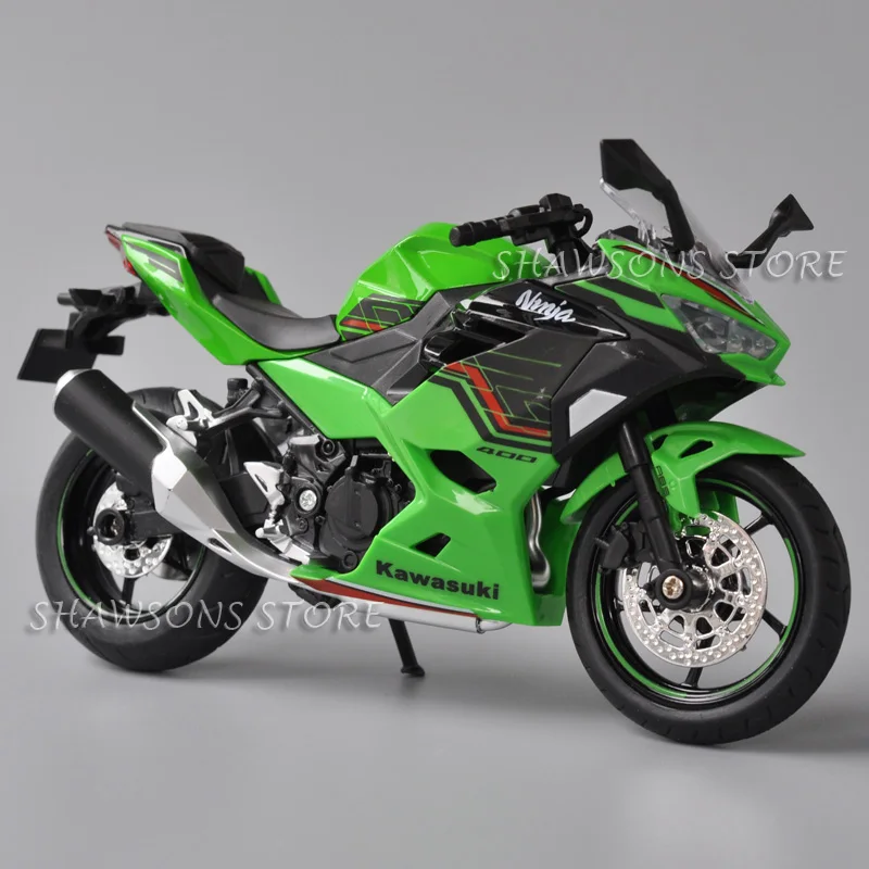 1:12 Scale Diecast Motorcycle Model Toys Kawasaki Ninja 400 Sport Bike Miniature Replica Sound Light