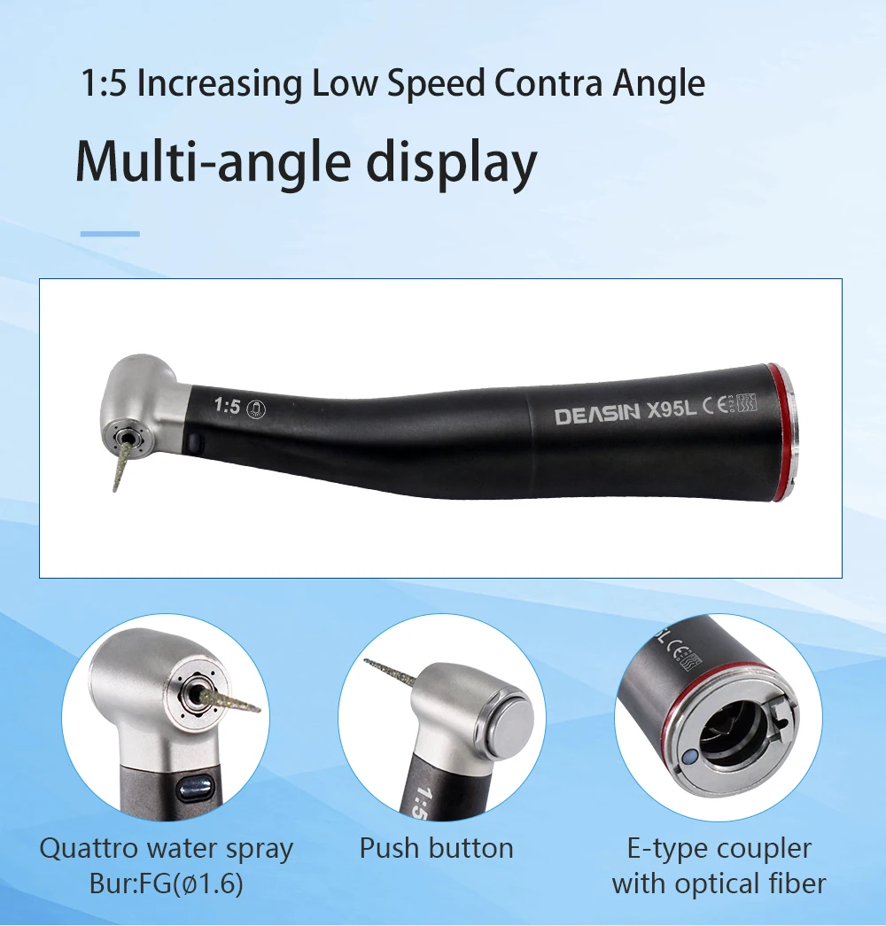 HOT Zahnarztwerkzeuge Dental Red Ring Glasfaser-Winkelstück mit niedriger Drehzahl 1:5 X95L für universellen E-Typ-Motor – Detail 3