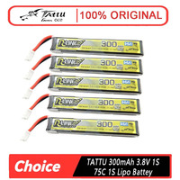 5PCS TATTU 300mAh 3.8V 1S 75C LiPo Battery - BT2.0/PH2.0 Dual Plug for RC FPV Racing Drone Quadcopter