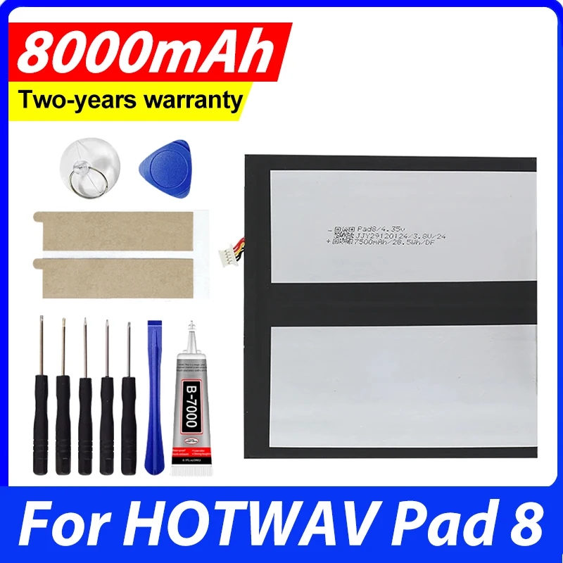 100% NEW For HOTWAV Pad 8 Battery 7500mAh Tablet Replacement Backup Batteria Batterie With Tools