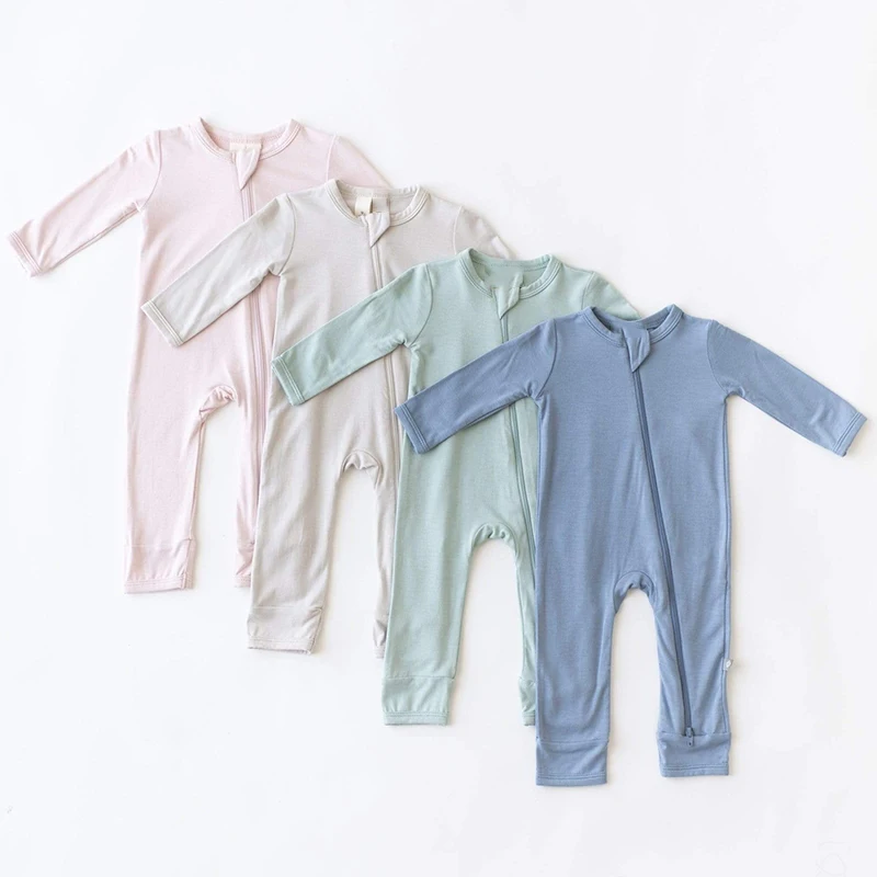 

Bamboo Fiber Baby Zippered Romper Baby Boy Girl Clothes Newborn Onesie Baby Jumpsuit Solid Long-Sleeve Baby Clothing 0-18M