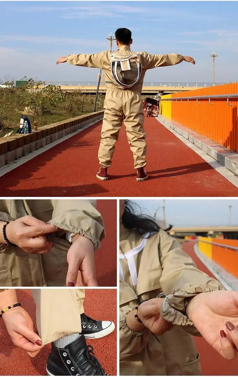 Beekeeping Suit Khaki Beekeeper Clothing Equipment Honeybee Overalls Accessories Apiculture Costume Tools Garden Supplies view 3