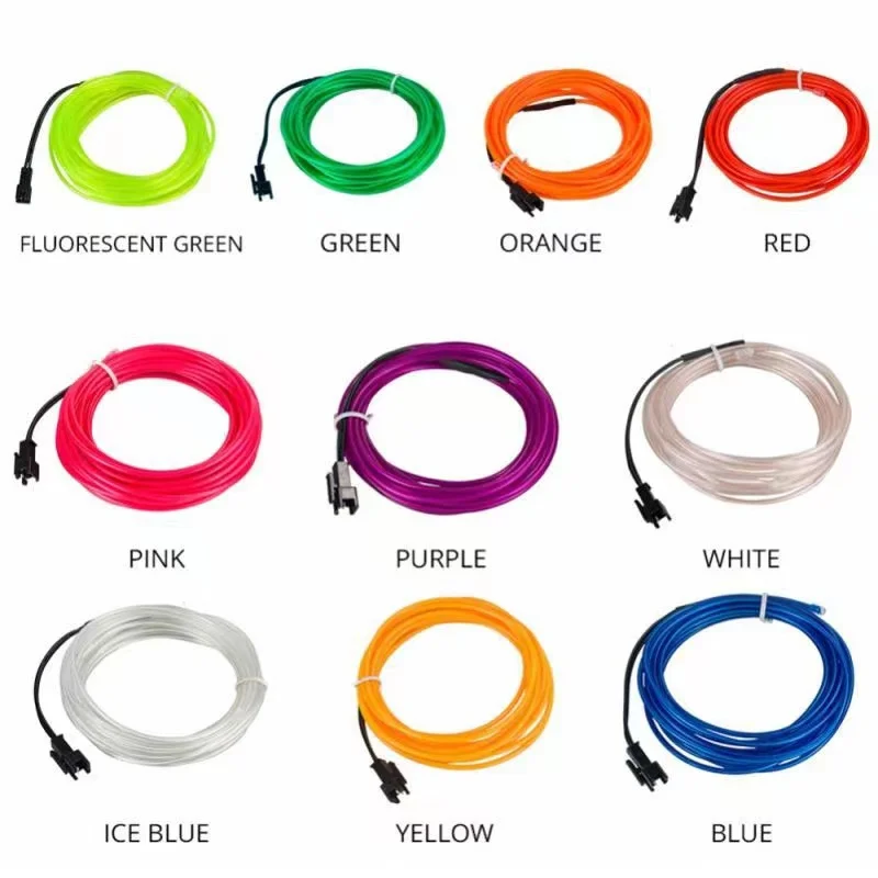 EL Wire Neon Light With 6mm Sewing Edge Novelty Light Neon LED lamp Flexible Rope Tube LED Strip String light Car Decoration