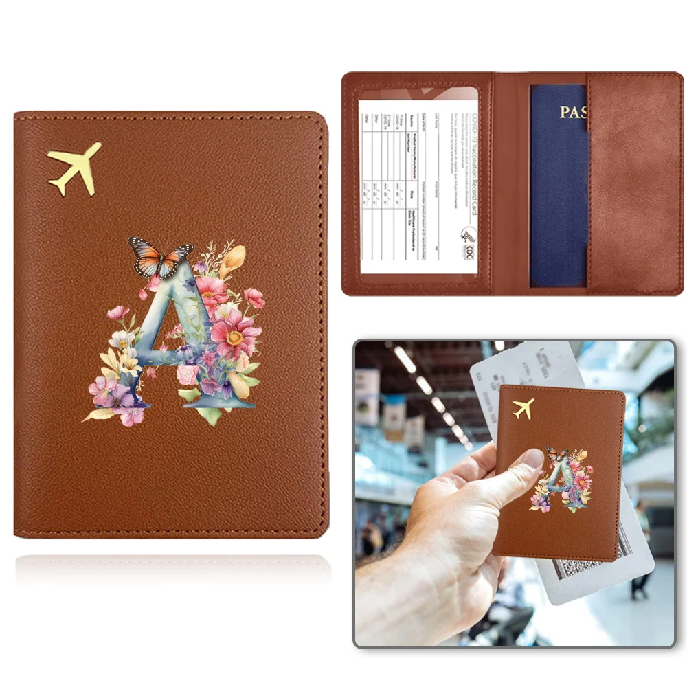 Passport Cover Protector Portable Passport Lid Container Business Passport Waterproof Card Travel Case Butterfly Letter Pattern