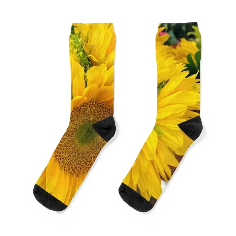

Happy Yellow Sunflowers Art Photo Socks colored custom summer golf Men's Socks Luxury Women's