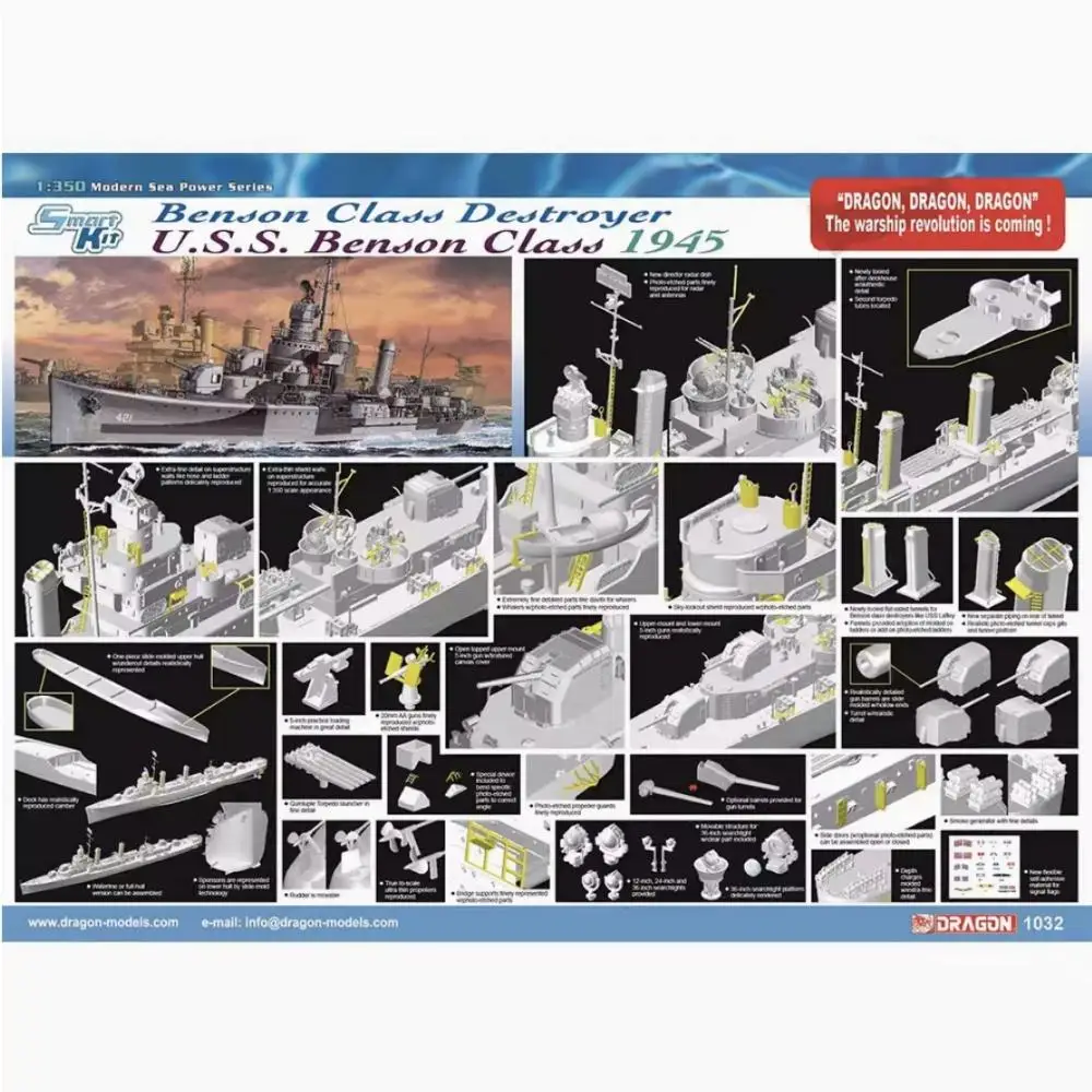 

Dragon 1032 1/350 USS Benson class Destroyer Benson DD-421 1945