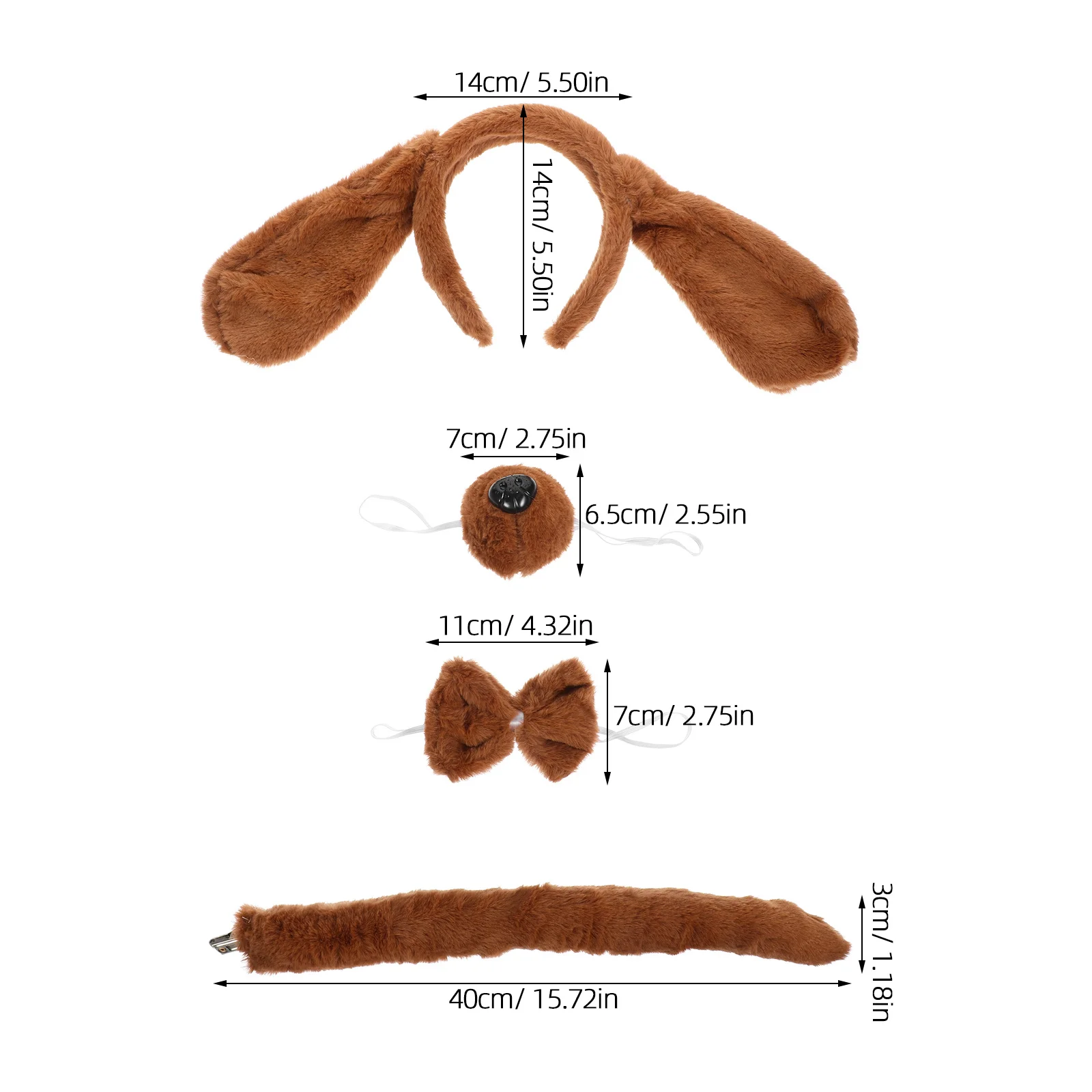 الحيوان تأثيري مجموعة كلب زي عدة آذان عقال ربطة الذيل الدعامة كلب زي مجموعة لوازم هالوين تأثيري