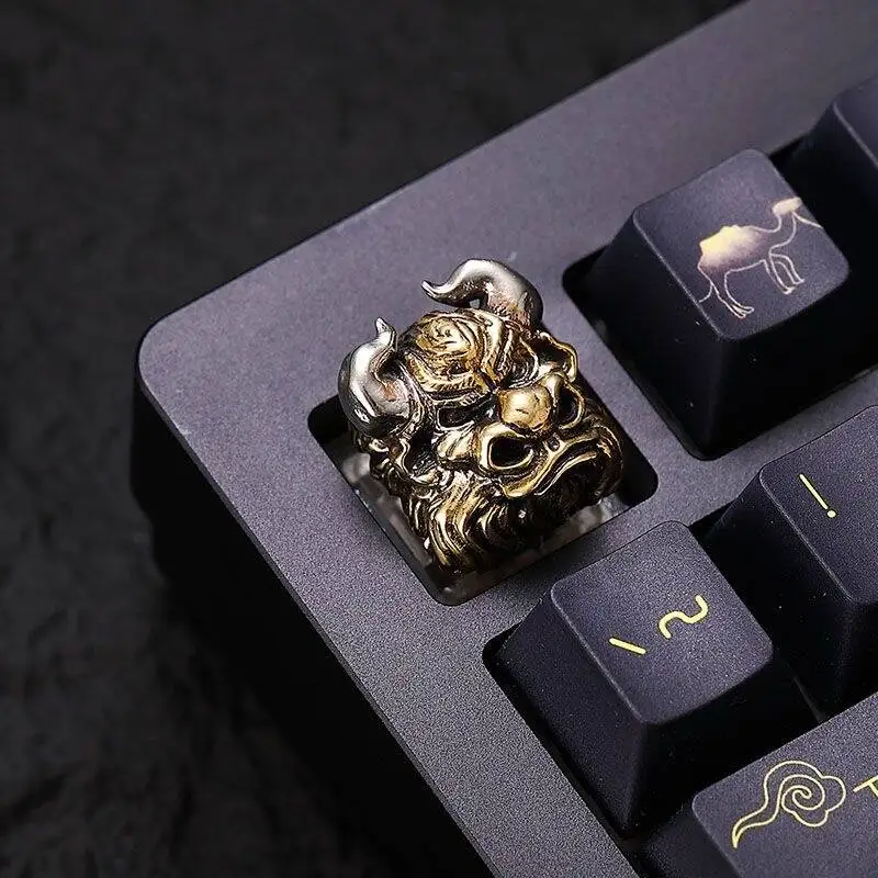 Bull Demon King Retro Personalized Keycaps Cool Interesting Creative Keycap Metal Pure Copper for MX Mechanical Keyboard