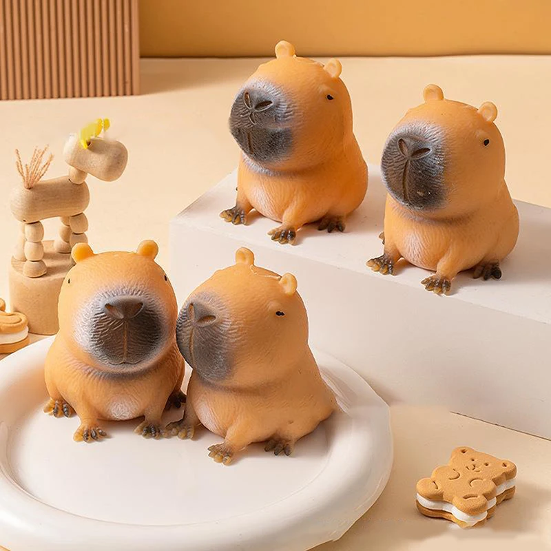 การ์ตูน Kawaii Capybara Pinch ของเล่นสร้างสรรค์ตลกบีบบรรเทาความเครียดตุ๊กตาช้า Rebound Super Soft ของเล่นขนาดเล็กสําหรับของขวัญเด็ก