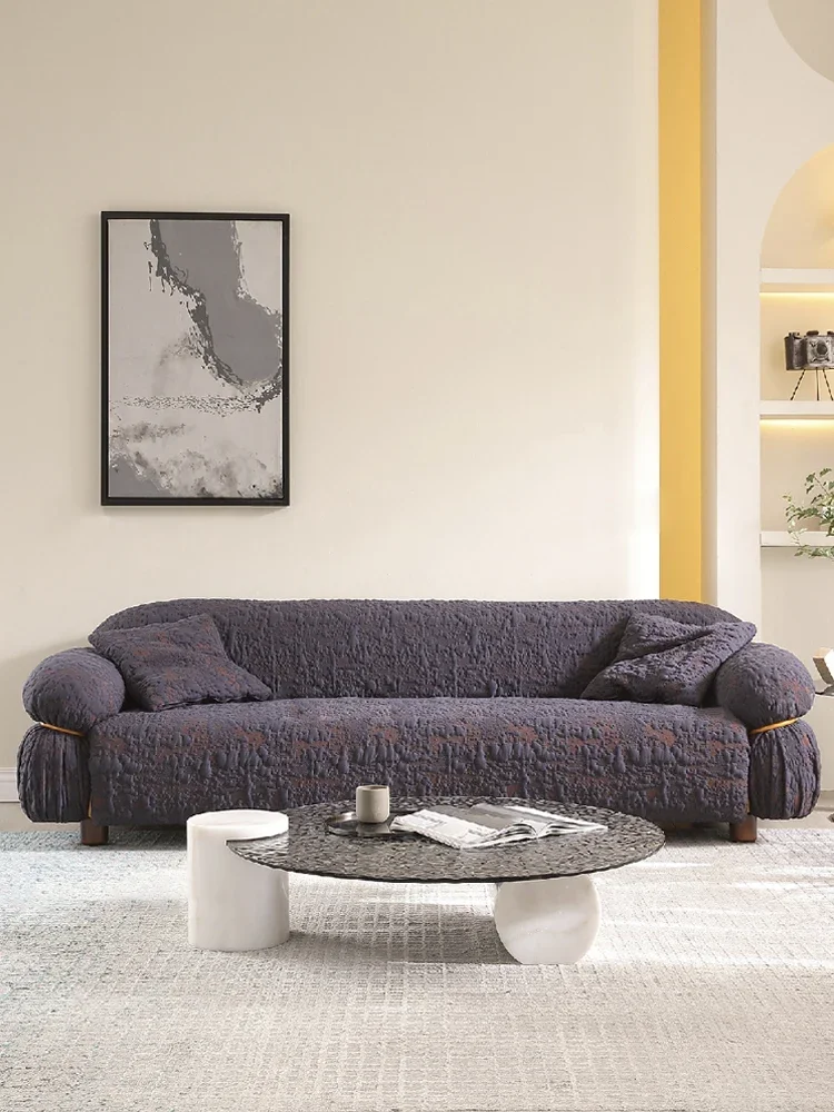 

Italian minimalist three-person fabric sofa medieval steel ring sesann small apartment living room model room