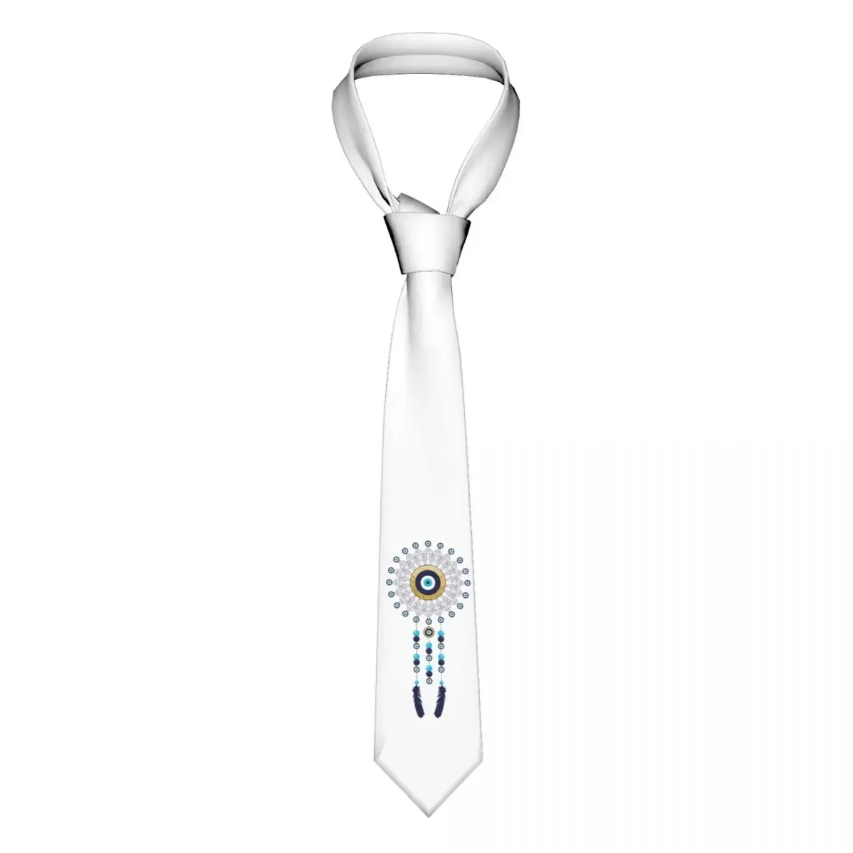 

Formal Boho Chic Evil Eye Mandala Dream Catcher Neck Ties for Wedding Customized Mens Hamsa Nazar Bohemian Necktie