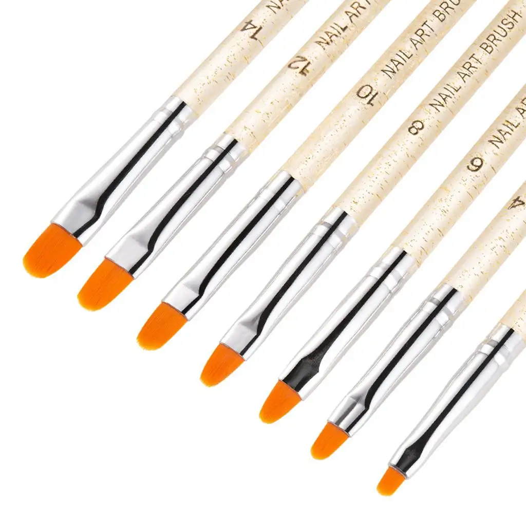 7 stks/set Gel Nail Art Brush Pen Acryl Platte Ronde Valse Tips Builder voor