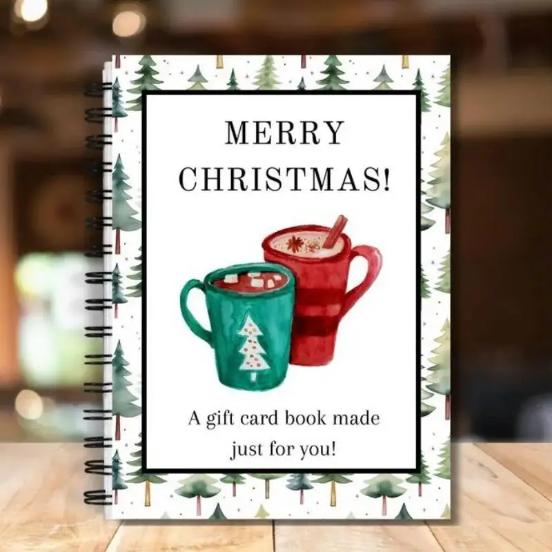 Spiral-Bound Christmas Gift Card Book Compact Size Portable Holiday Souvenir for Teenagers Christmas Outdoor Activities