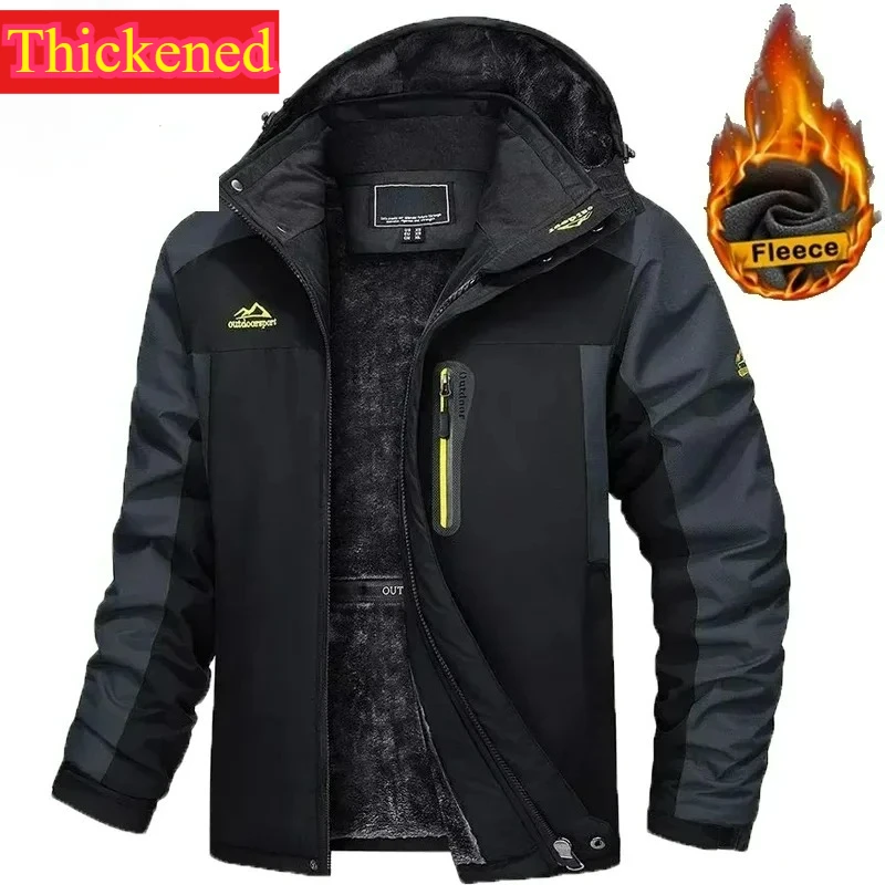 

Mens Jacket Winter Warm Outdoor Adventure Waterproof Thick Fleece Parka Casual Snow Hiking Windproof Gorpcore Hooded Coats