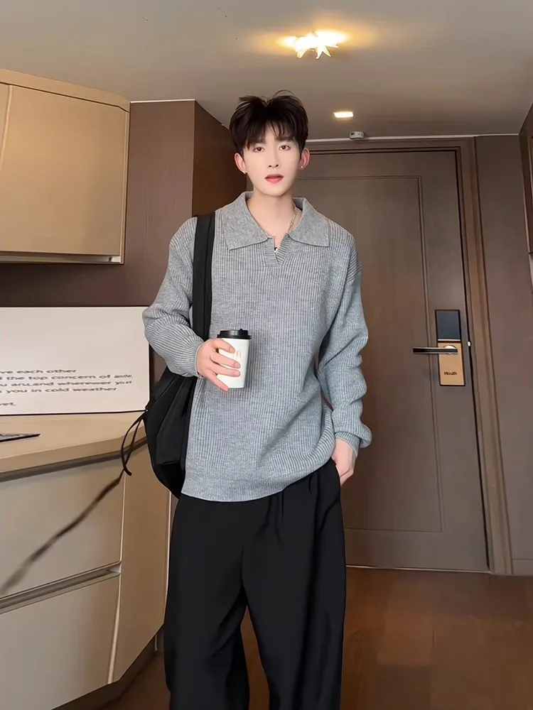 

Мужской вязаный свитер Cleanfit свободного кроя с V-образным вырезом, осенне-зимняя модная верхняя одежда в корейском стиле, трендовый трикотаж