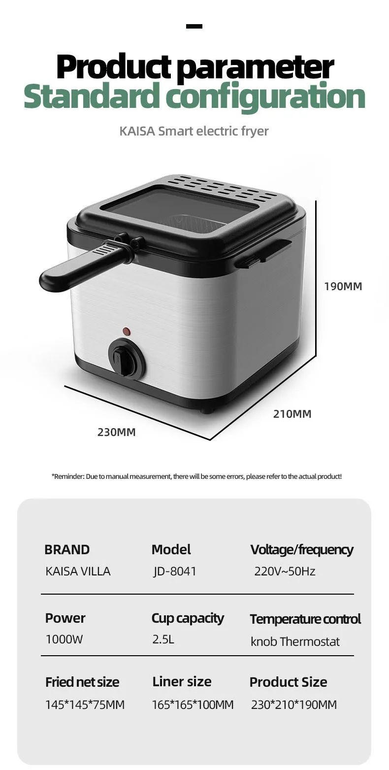 Бытовая квадратная фритюрница, электрическая фритюрница, куриные отбивные из нержавеющей стали, картофель фри