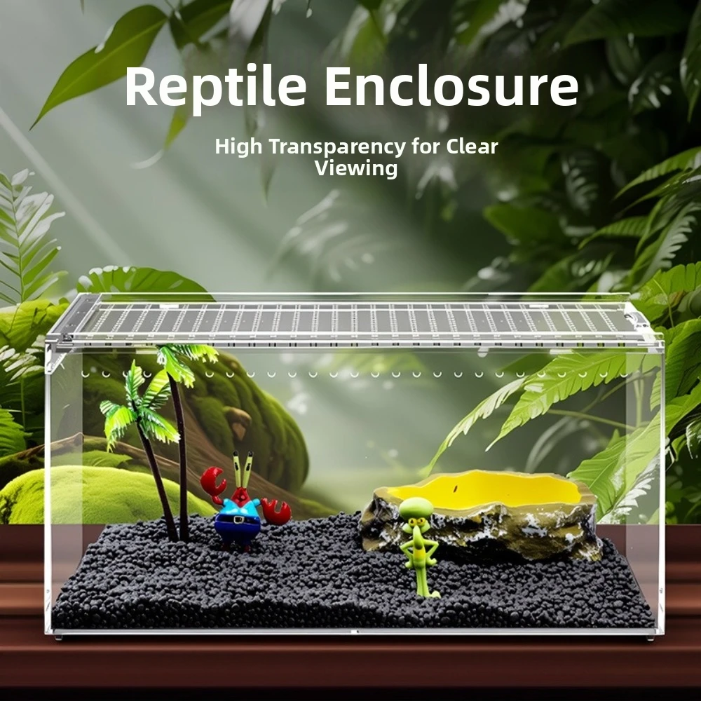 Transparent Reptiles Terrarium Ventilated Acrylic Lizard Breeding Box Easy to Install Anti-escape Reptile Kennel Pet Supplies