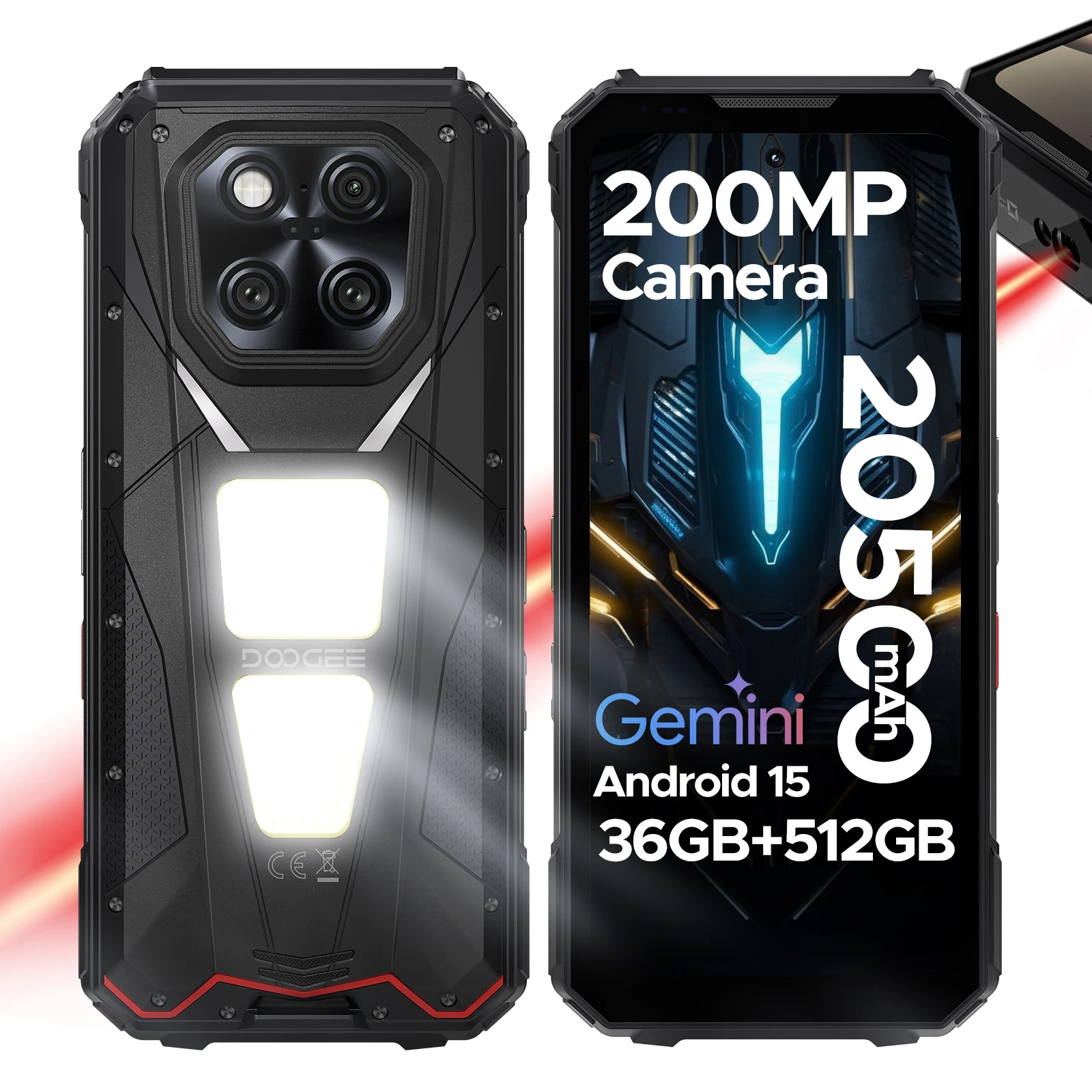 DOOGEE V Max LR 5G Rugged Phone Laser Rangefinder Dual Camping Lights 16GB 512GB ROM 6.78'' Display 20500mAh Battery Smartphone