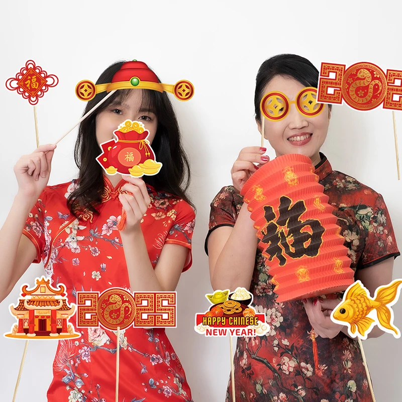 2025 Jaar van de Slang Papieren Fotolijst God van Fortuin Grappige Decoraties Gelukkig Chinees Nieuwjaar Party Foto Props