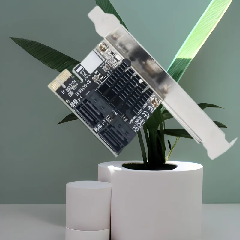 

Контроллер Sata Pcie, 4-портовый SATA3.0 PCIE X1 Marvell 88SE9215 с большим радиатором, мультипликатором порта охлаждения для настольного ПК, компьютера