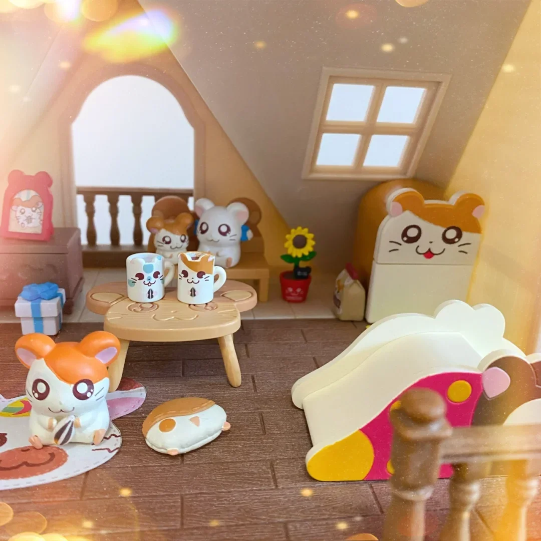 Re-Ment Genuine Hamtaro Room Anime Miniature Model cute mini Bedroom furniture hamster Figure Toys Kids Gift Collection Ornament