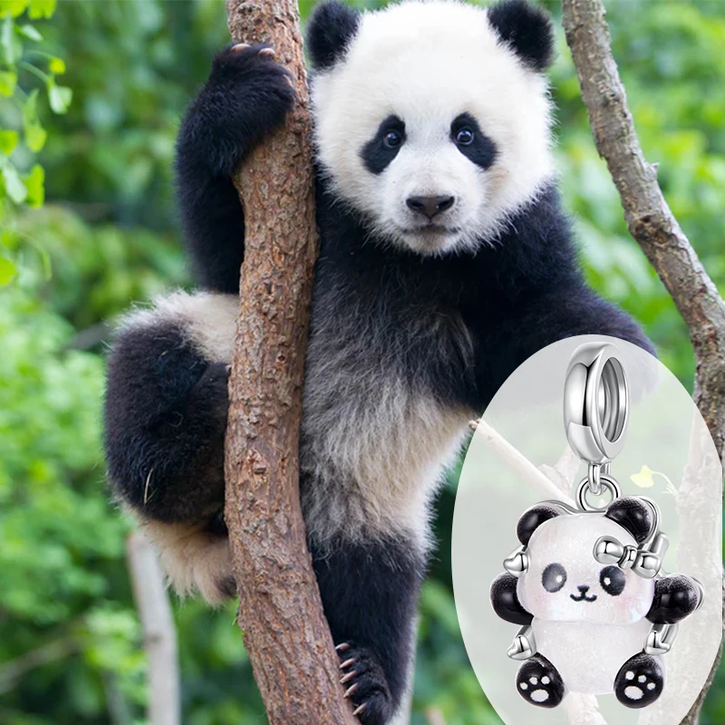 Bamoer 925 Sterling Silver Cute Panda Charm Pendant Lucky Ladybug Rabbit Beads Fit Original Bracelet Necklace DIY Jewelry Gift
