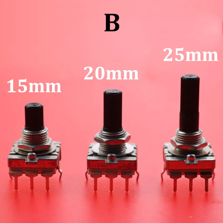 1pcs EC16 Type Rotary Encoder 24 Positioning Rumber 24 Pulse Number Sawtooth Shaft 15/20/25MM Digital Rotary Potentiometer 3Pin