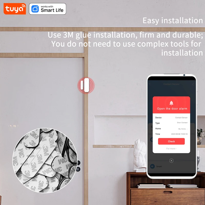 Tuya ZigBee เซ็นเซอร์ประตูหน้าต่าง Entry Sensor Security Burglar เซ็นเซอร์ประตูนาฬิกาปลุก Smart Life เซ็นเซอร์ประตูแม่เหล็ก Alexa Google Home