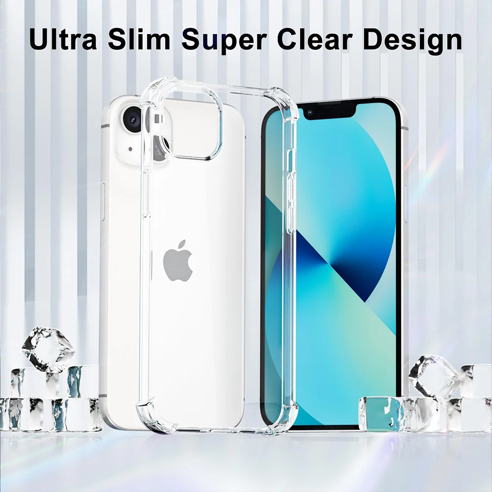 Shockproof Clear Silicone Case For iPhone 16 15 14 13 12 11 Pro Xs Max Mini XR X 7 8 6s Plus 6 SE 2020 2022 2016 5 5S Back Cover