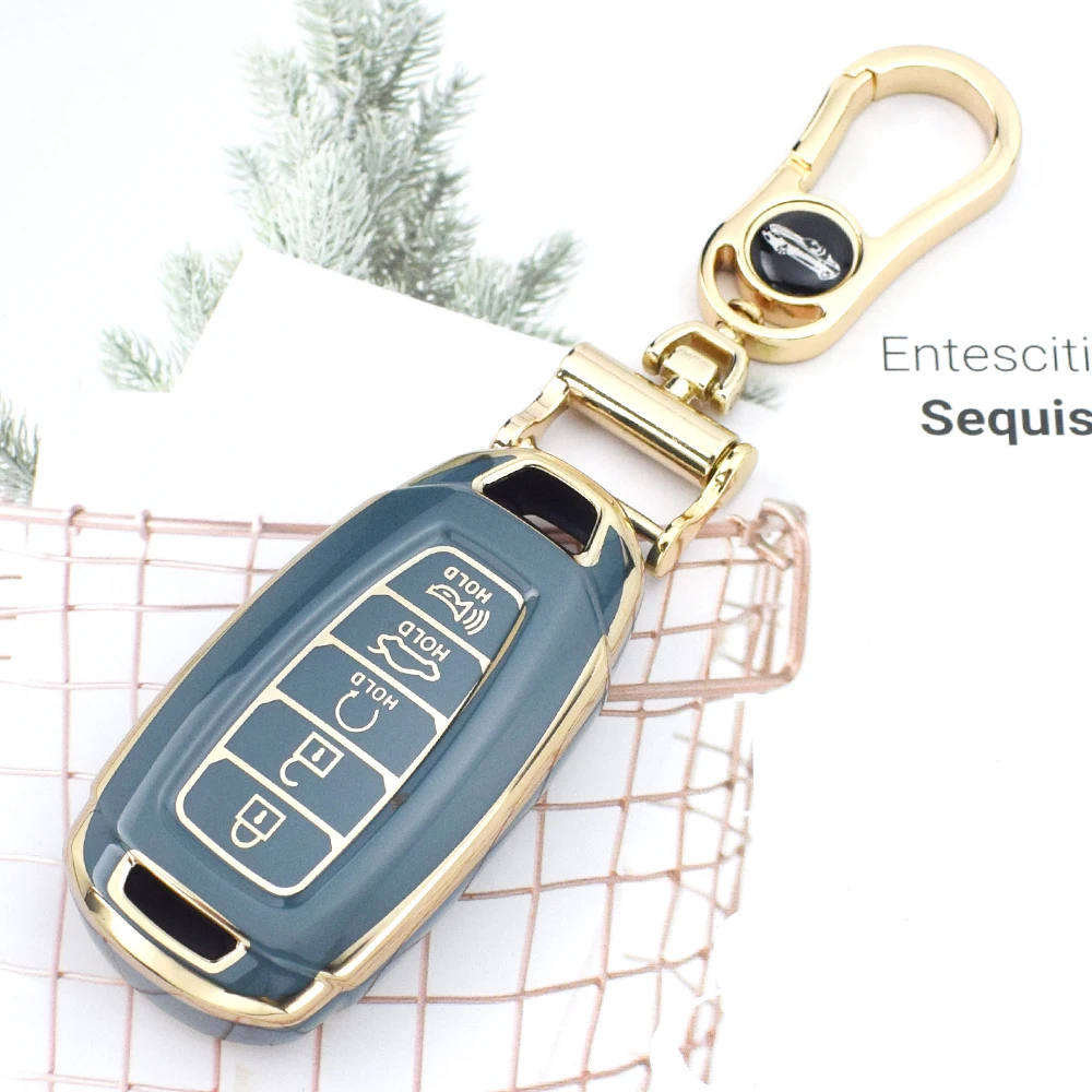 5 Buttons TPU Car Key Cover Case Shell for Hyundai I30 Ix35 Kona Encino Solaris Azera Grandeur Ig Accent TM Palisade Santa Fe