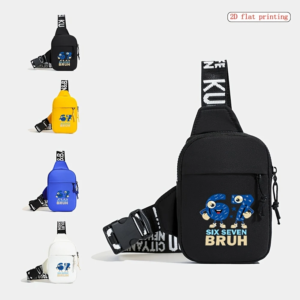 

67 Cartoon Character Print Sling Bag, Lightweight Multi-pocket Crossbody Chest Pack for Teens, School & Daily Outings