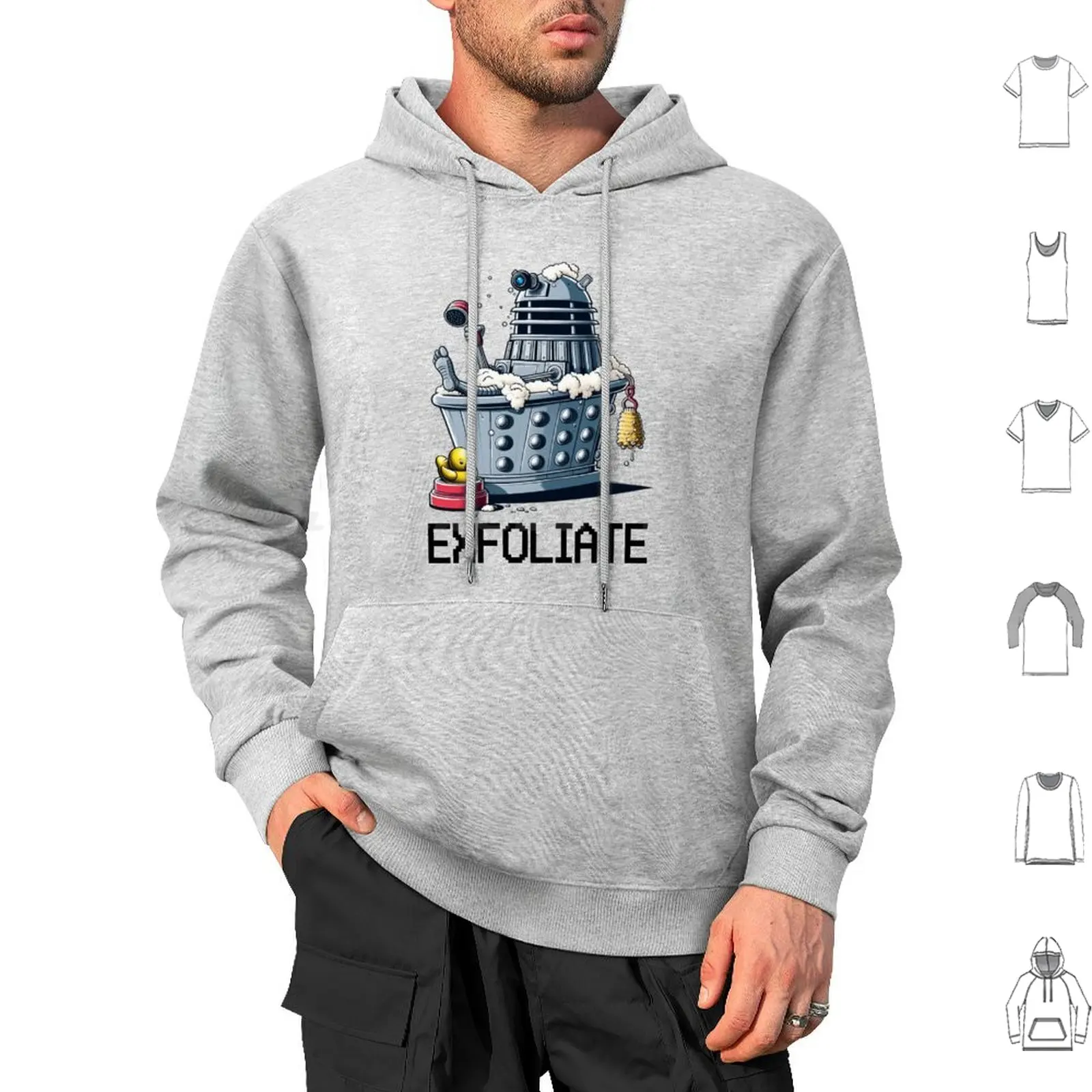 Exfoliate ( Parody ) Hoodie cotton Long Sleeve Exfoliate Exterminate Parody Pun Funny Bathroom Bath Nerd Geek Universe