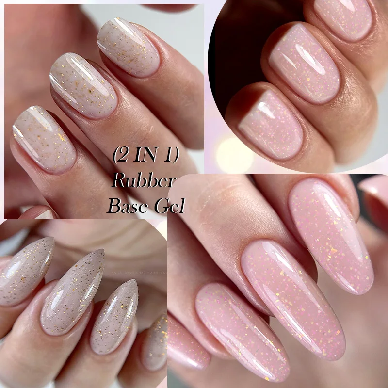 LILYCUTE 7ml Glitter Rose Gold Rubber Base Gel Nail Polish Nude Semi Permanent Soak Off UV LED Varnish DIY Nail Art Manicure
