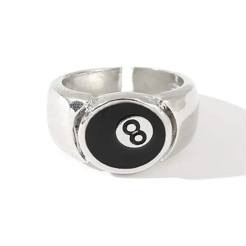 Number 8 Black Pool Billiard Ball Ring for Man, Personality Charm, Cocktail Party Accessories, Eight , image 6