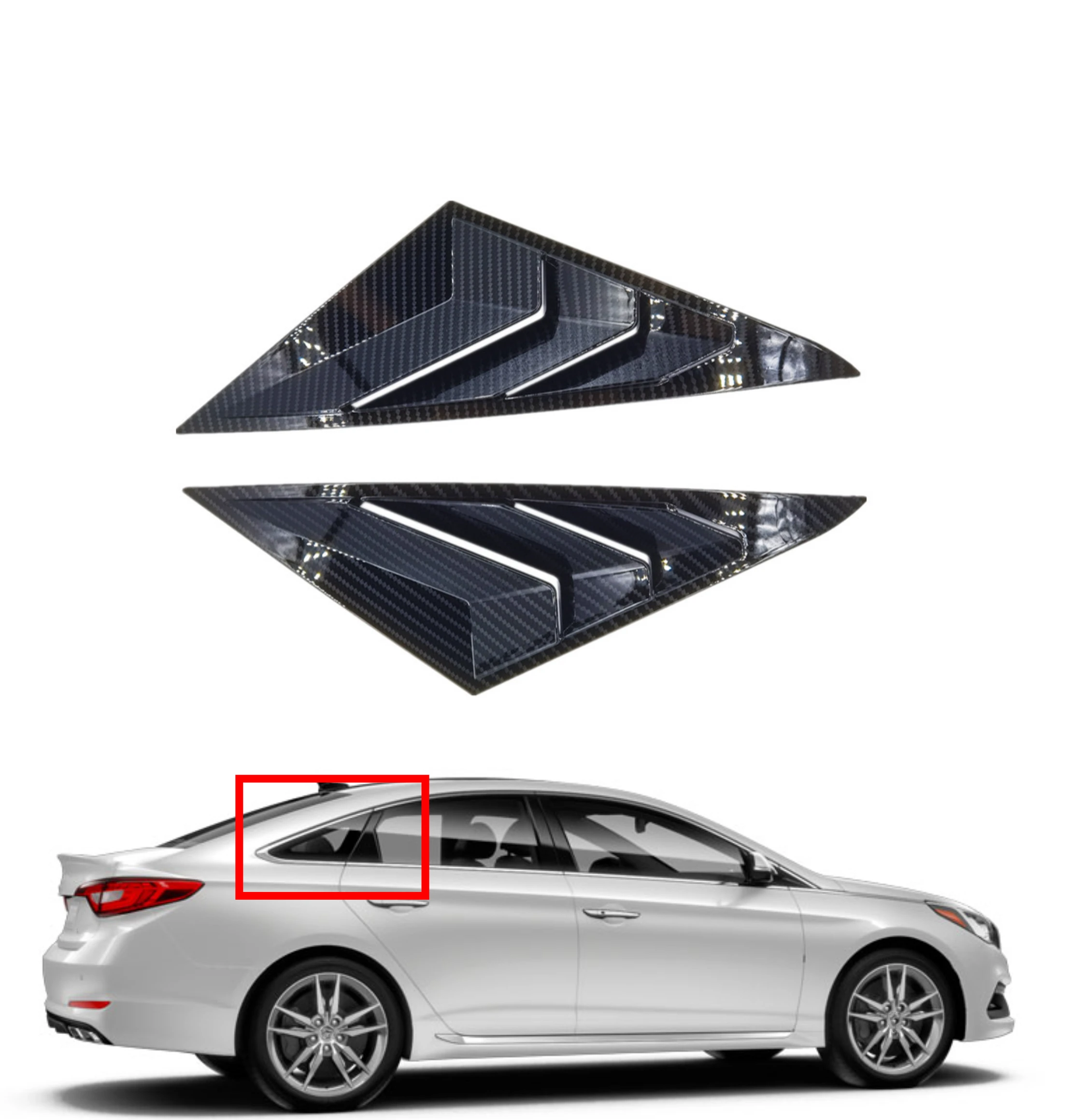 

For Hyundai Sonata 2011 2012 2013 2014 2015 Car Rear Louver Window Side Shutter Cover Trim Sticker Vent Scoop ABS Carbon Fiber