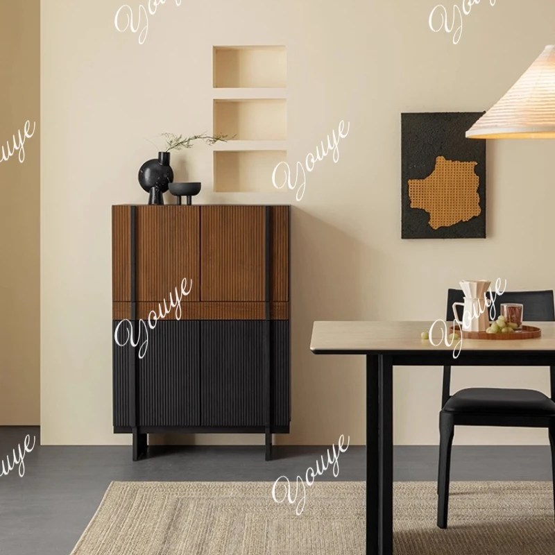 

Tinglan Side Cabinet Modern Simple Solid Wood Teak Bucket Cabinet Bedroom Living Room Wall Storage Side Cabinet