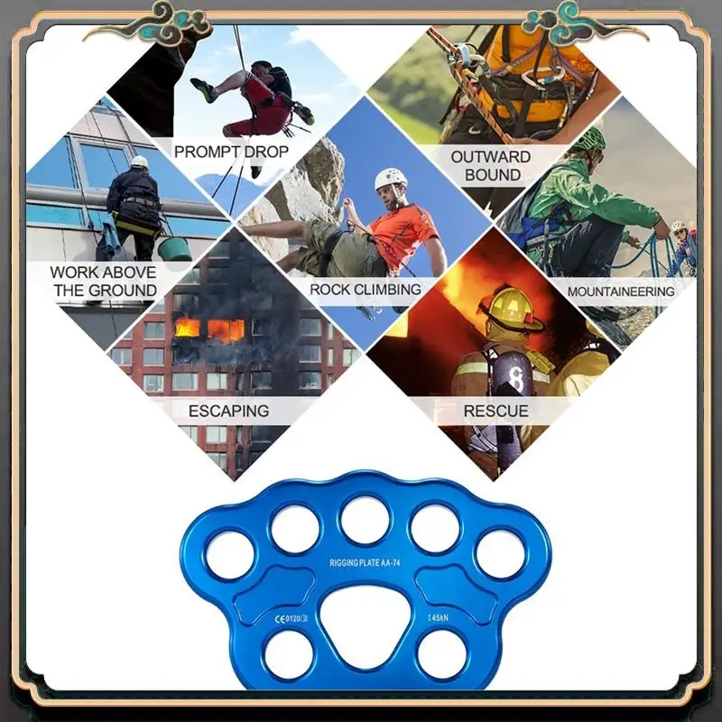 

1 PCS 8 Holes Outdoor Paw Rigging Plate 45KN Rock Climbing Mountaineering Anchor Point Connector Gear Rigging Plate