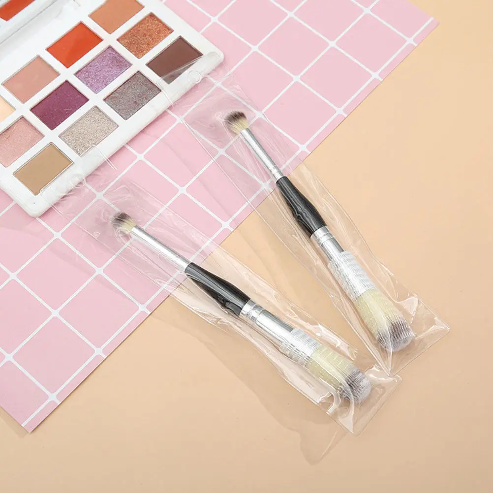 Juego de 3 Brochas de Maquillaje de Doble Punta, Cerdas Suaves y Densas, No se Desprenden, para Base, Rubor, Polvo Suelto, Mezcla y Difuminado