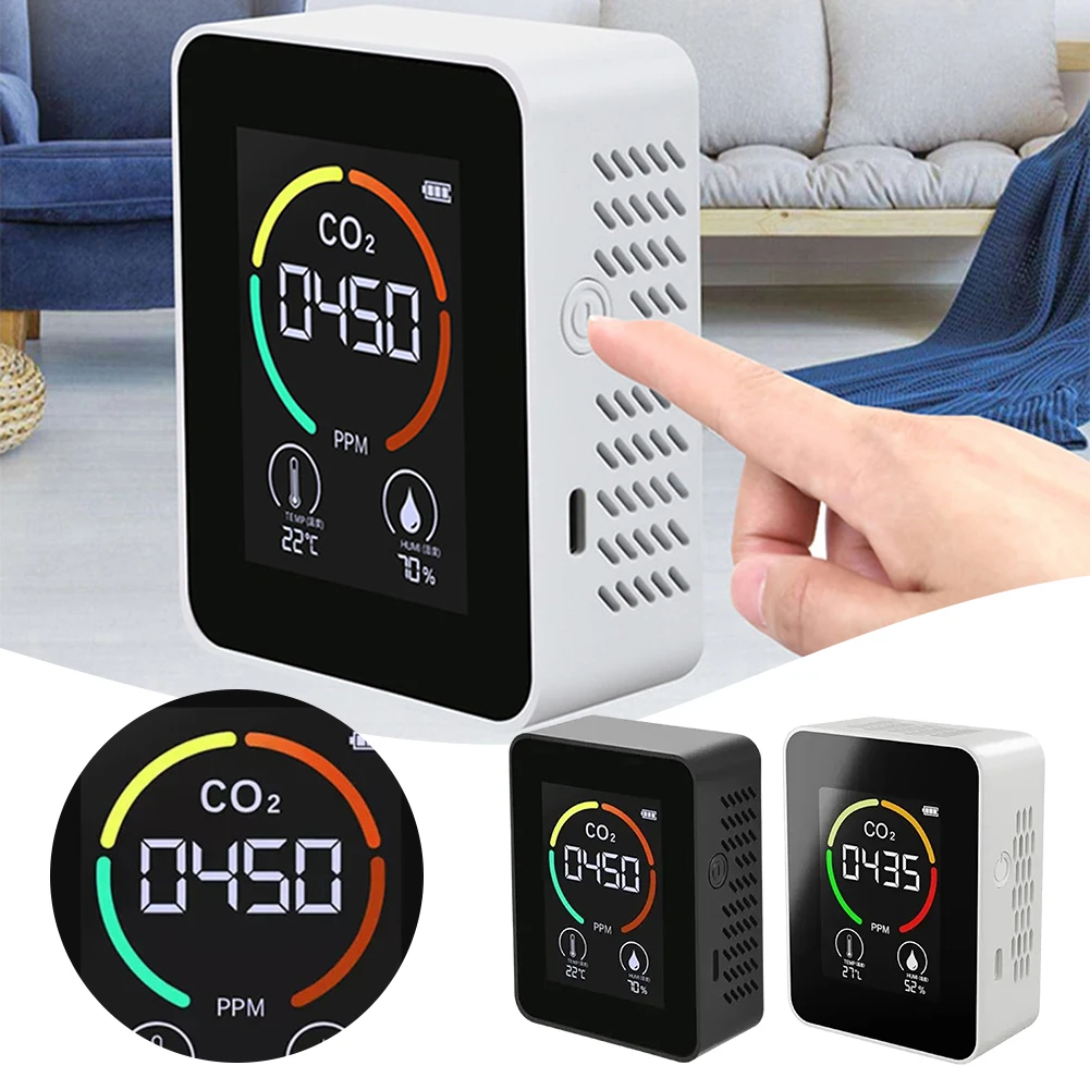 Multi-Uses Small Carbon Dioxides Detector Rechargeable Practical Air-Quality Meter For Bathroom