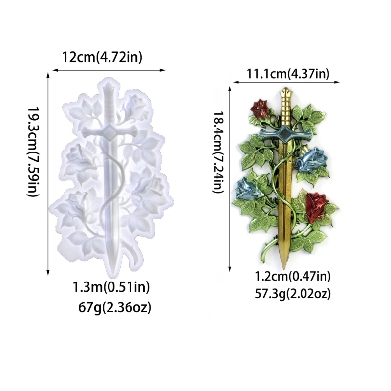 Molde espadas vid epoxi duradero, moldes silicona, decoraciones oficina DIY, envío directo