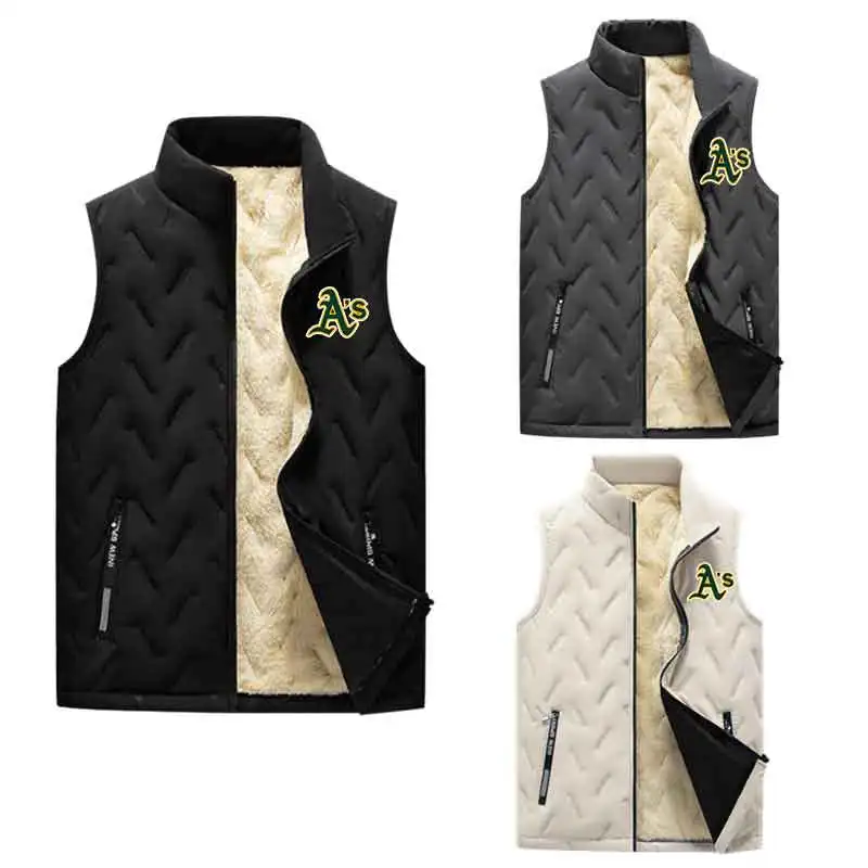 

Men Warm Vest Windproof Jacket Sleeveless Coat Winter Running Outwear Casual Thicken Waistcoat thick gilet Pocket Zipper Black