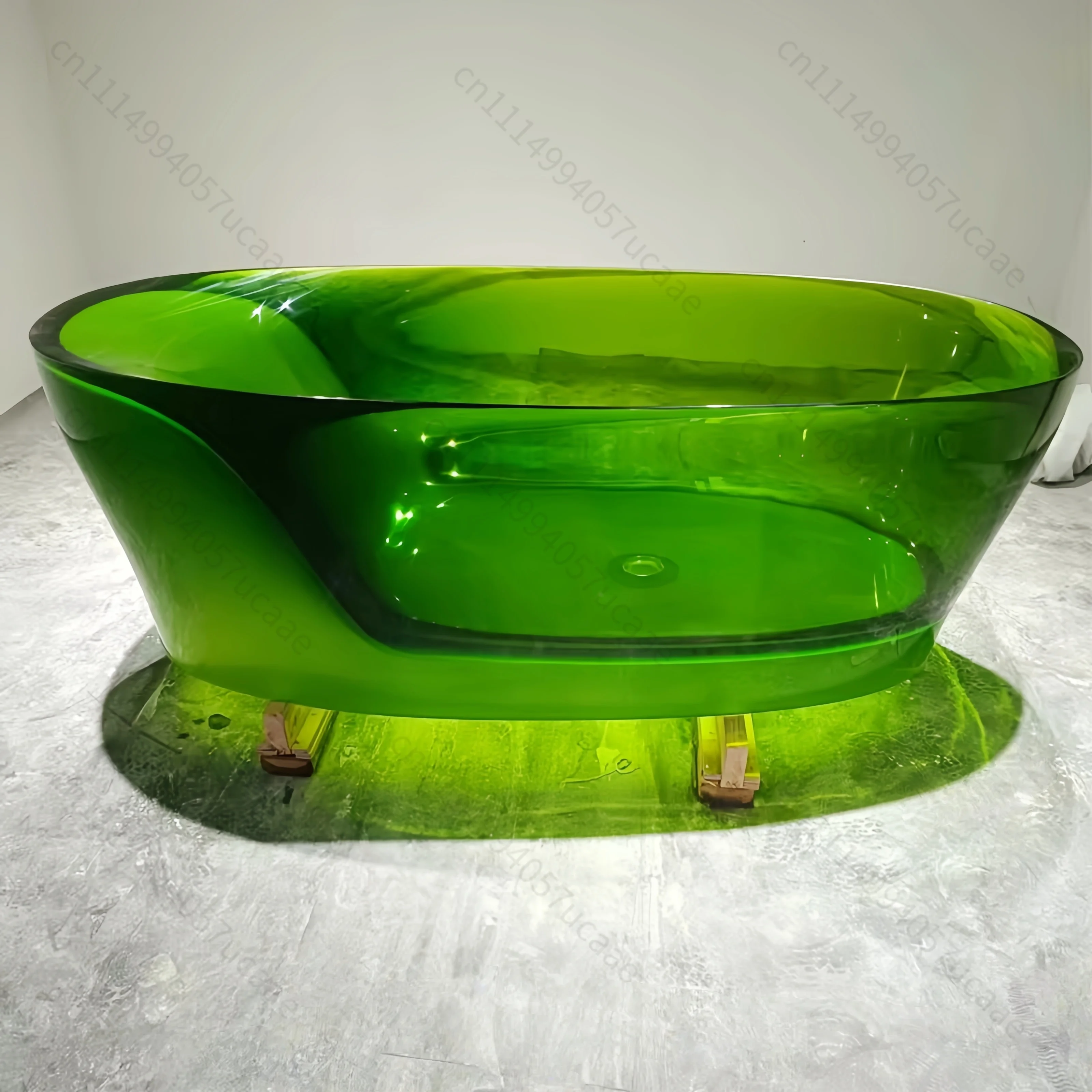Luxury Transparent Resin Freestanding Bathtub Modern Soaking Oval Shape Drainer Portable Design for Villa Hotel Bathroom