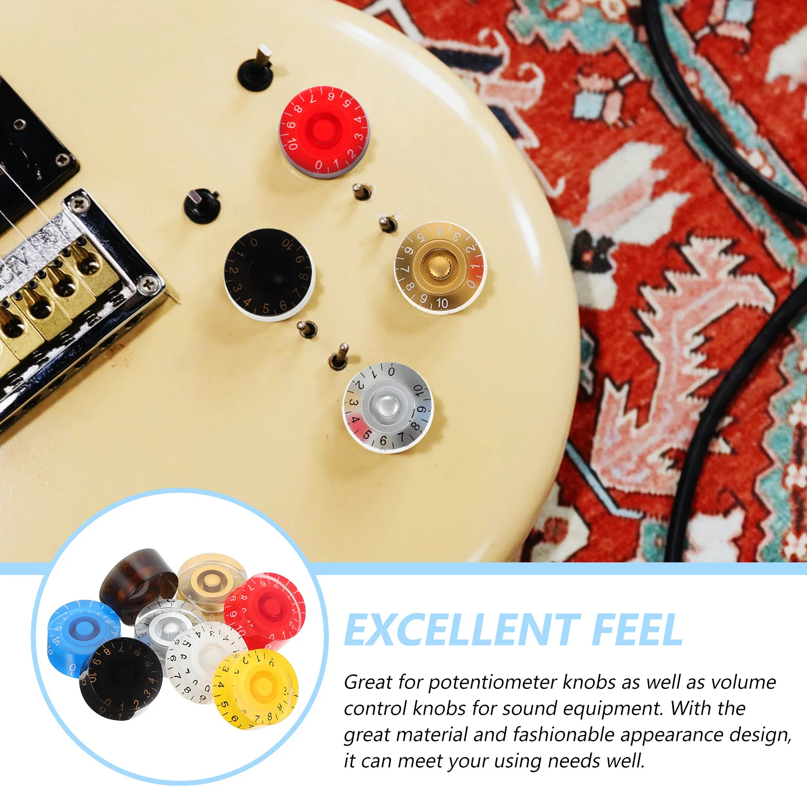 

24Pcs Electric Guitar Bass Volume Control ABS Knobs Potentiometer Caps Replacement Instrument Accessories Guitar Knobs