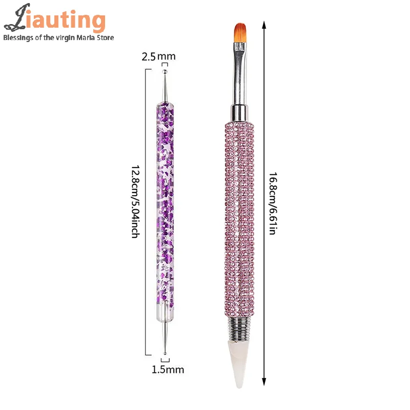 Dual Heads Crystal Point Boor Pen Nagelborstel 2 IN 1 Kleurrijke Blijf Draad Pen Steentjes Gem Dotter DIY Boor Nail Art Gereedschap